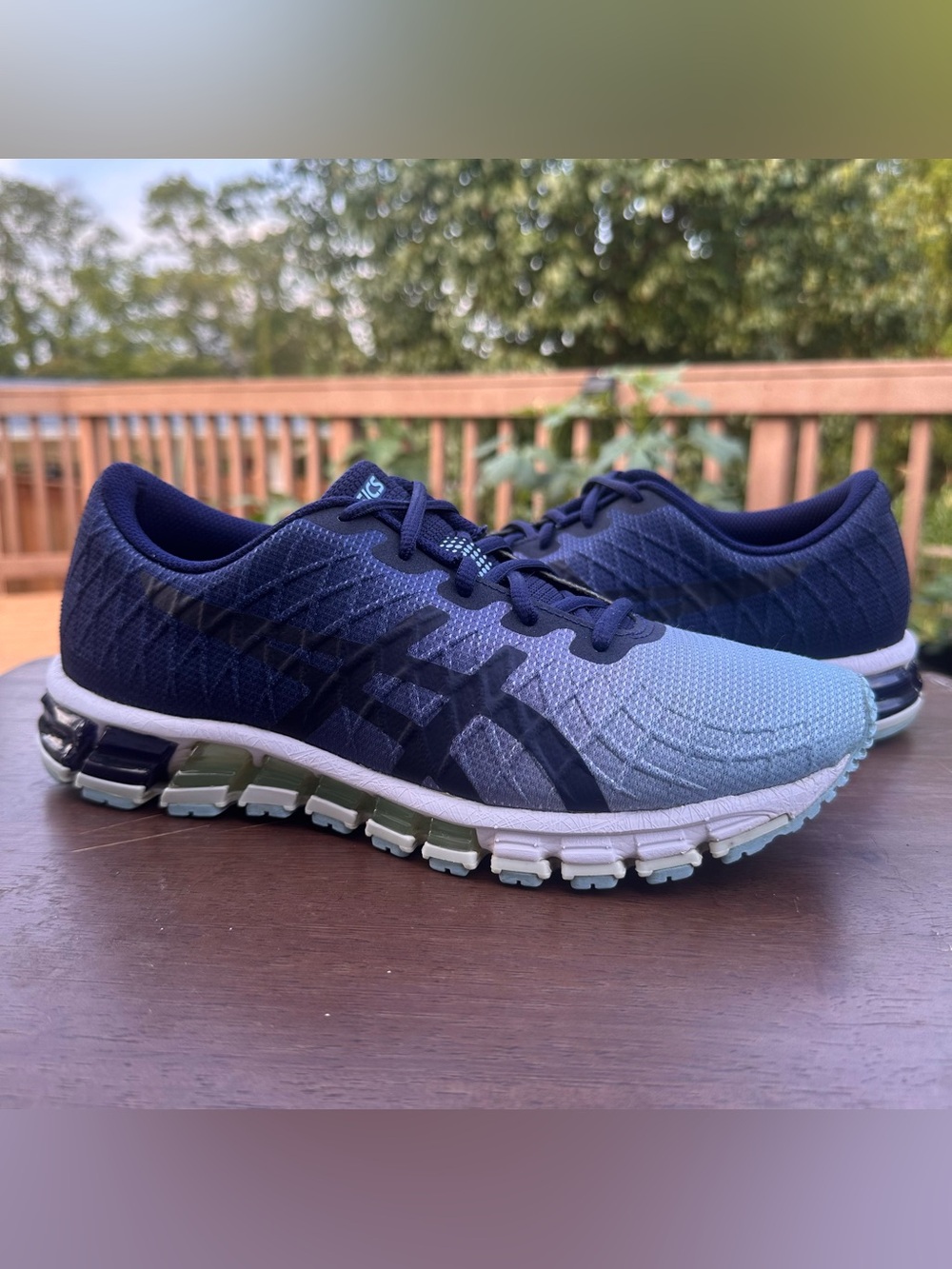 Asics Men's Gradient Navy and Light Blue Running Sneakers